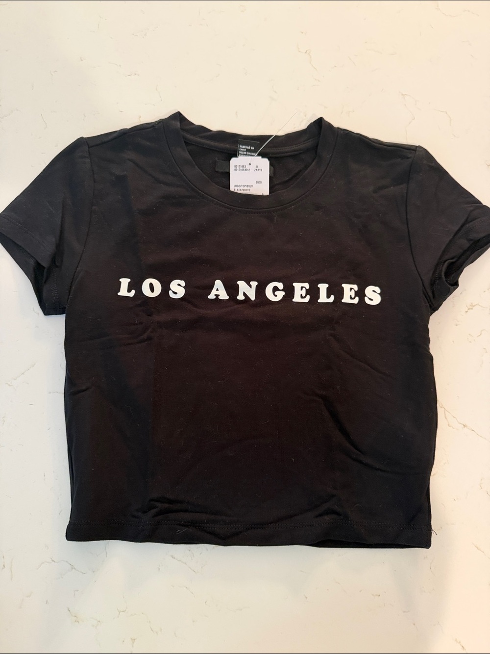 Forever 21 Black Crop Tee with White 'LOS ANGELES' Graphic